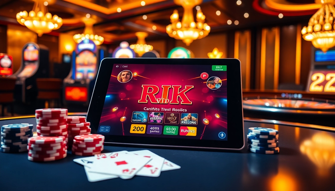 Engaging RIK VIP online gaming experience surrounded by poker chips and casino elements.