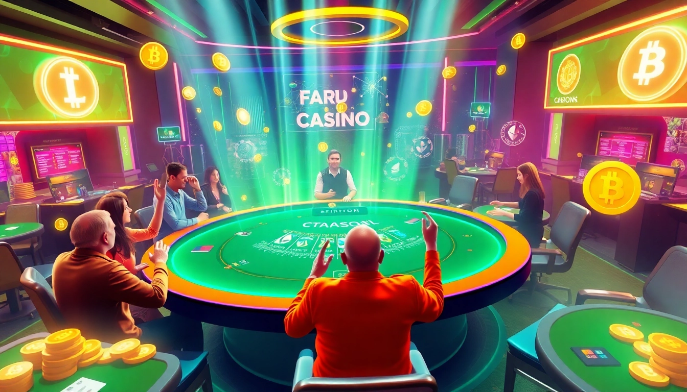 Joueurs gagnant au casino crypto avec des gains en Bitcoin et Ethereum.