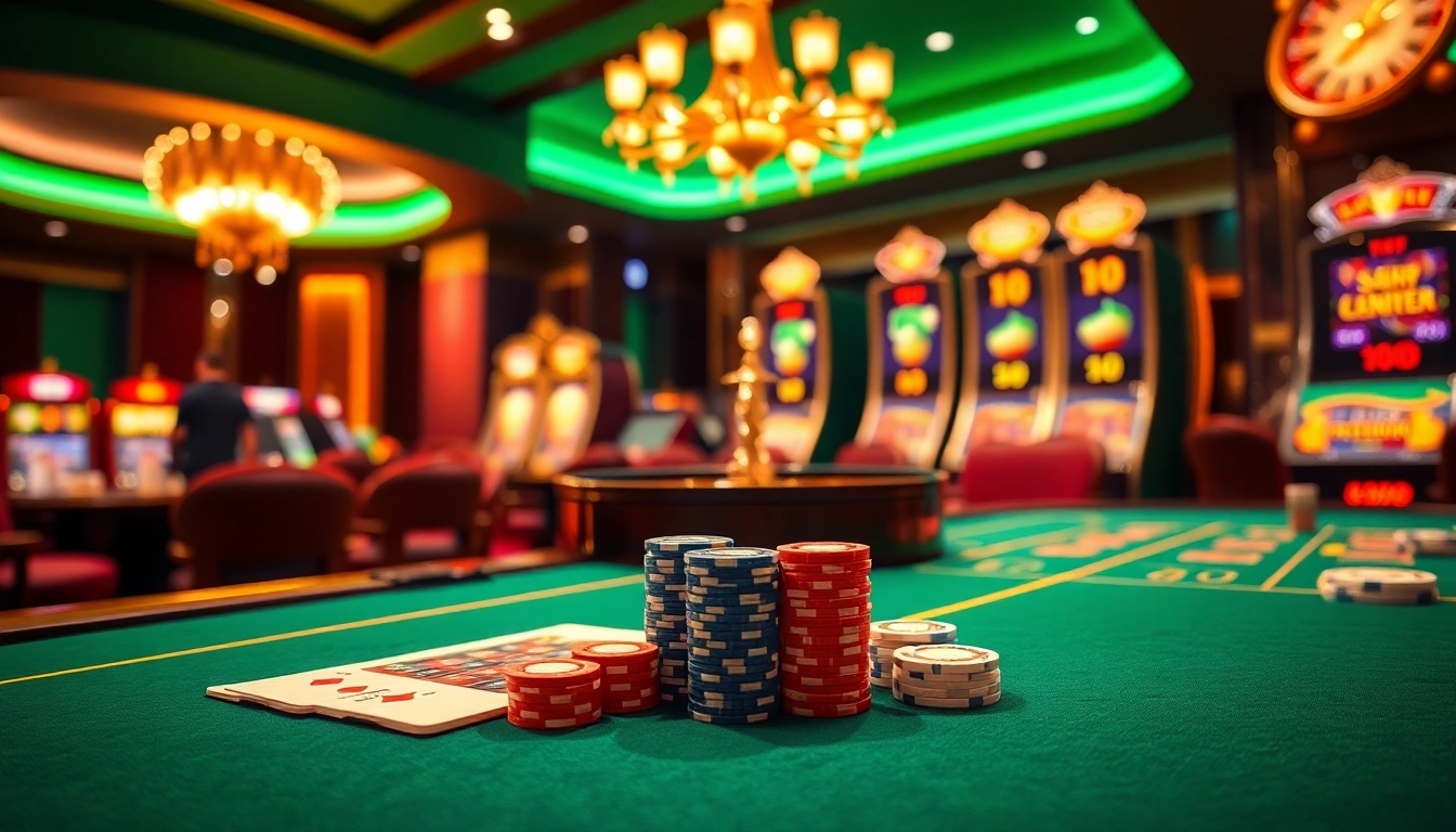 Experience excitement with F88BET online gaming on a vibrant casino table featuring poker chips and cards.